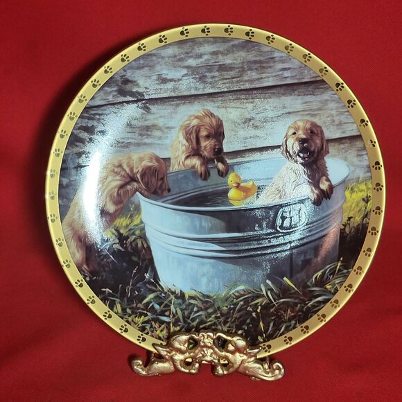 VTG Hamilton Collection Decorative Plate The Waters Fine Jon Ren A World of Pupp - Picture 9 of 11